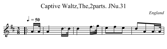 Captive Waltz,The,2parts. JNu.31 - staff notation