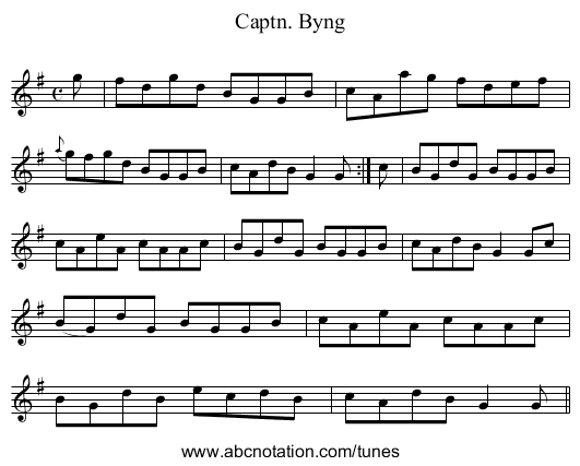 Captn. Byng - staff notation