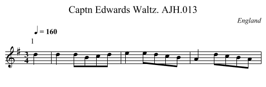 Captn Edwards Waltz. AJH.013 - staff notation
