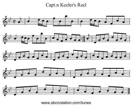 Capt.n Keeler's Reel - staff notation