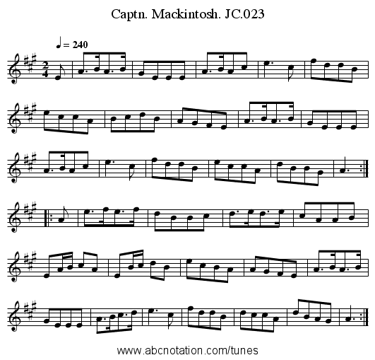 Captn. Mackintosh. JC.023 - staff notation