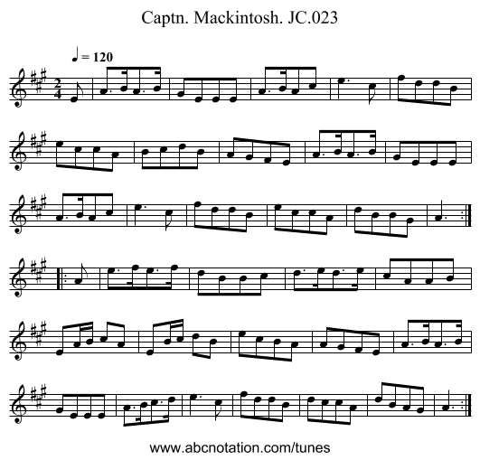 Captn. Mackintosh. JC.023 - staff notation