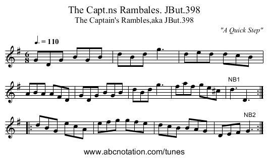 Capt.ns Rambales. JBut.398, The - staff notation