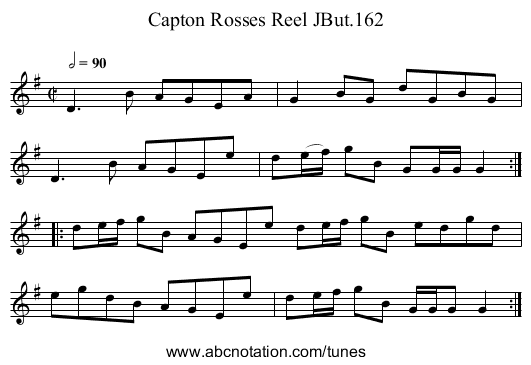 Capton Rosses Reel JBut.162 - staff notation