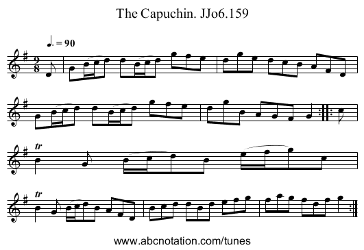 Capuchin. JJo6.159, The - staff notation