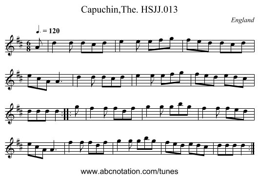 Capuchin,The. HSJJ.013 - staff notation