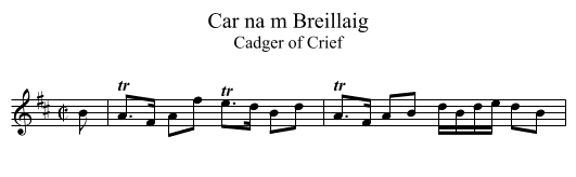 Car na m Breillaig - staff notation