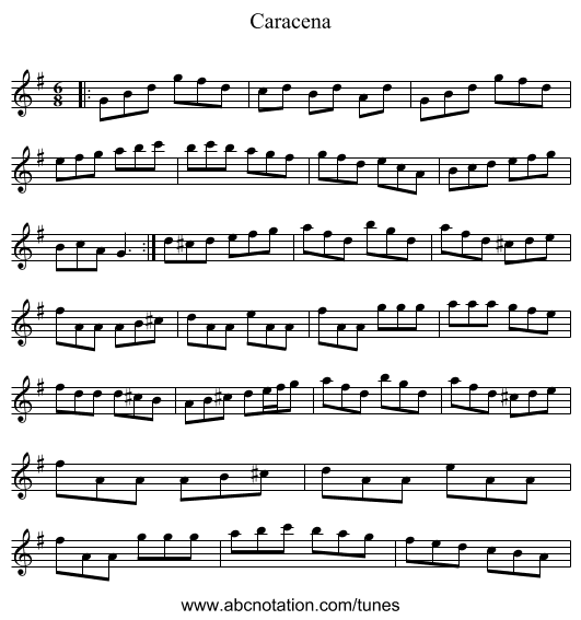 Caracena - staff notation