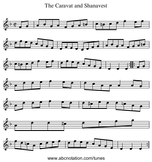 Caravat and Shanavest, The - staff notation