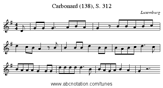 Carbonard (138), S. 312 - staff notation