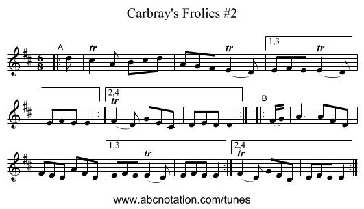 Carbray's Frolics #2 - staff notation