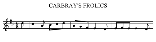 CARBRAY'S FROLICS - staff notation