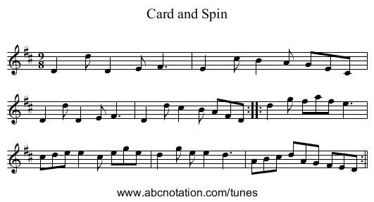 Card and Spin - staff notation