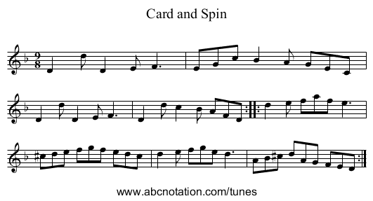 Card and Spin - staff notation