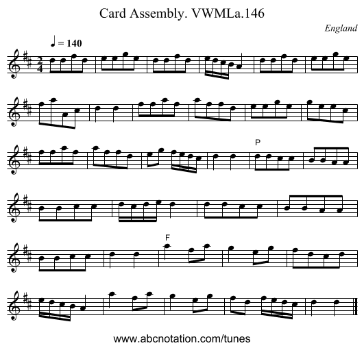 Card Assembly. VWMLa.146 - staff notation
