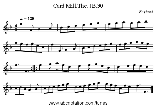 Card Mill,The. JB.30 - staff notation