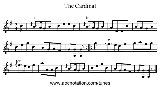 Cardinal, The - staff notation