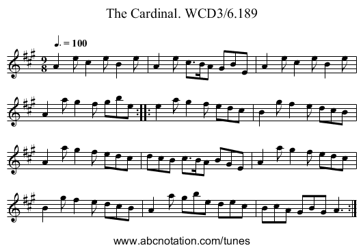 Cardinal. WCD3/6.189, The - staff notation