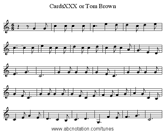 CardsXXX or Tom Brown - staff notation