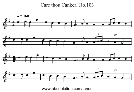 Care thou Canker. JJo.103 - staff notation