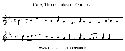 Care, Thou Canker of Our Joys - staff notation
