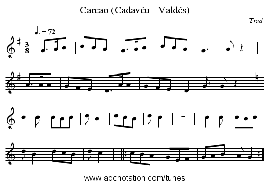 Careao (Cadavéu - Valdés) - staff notation