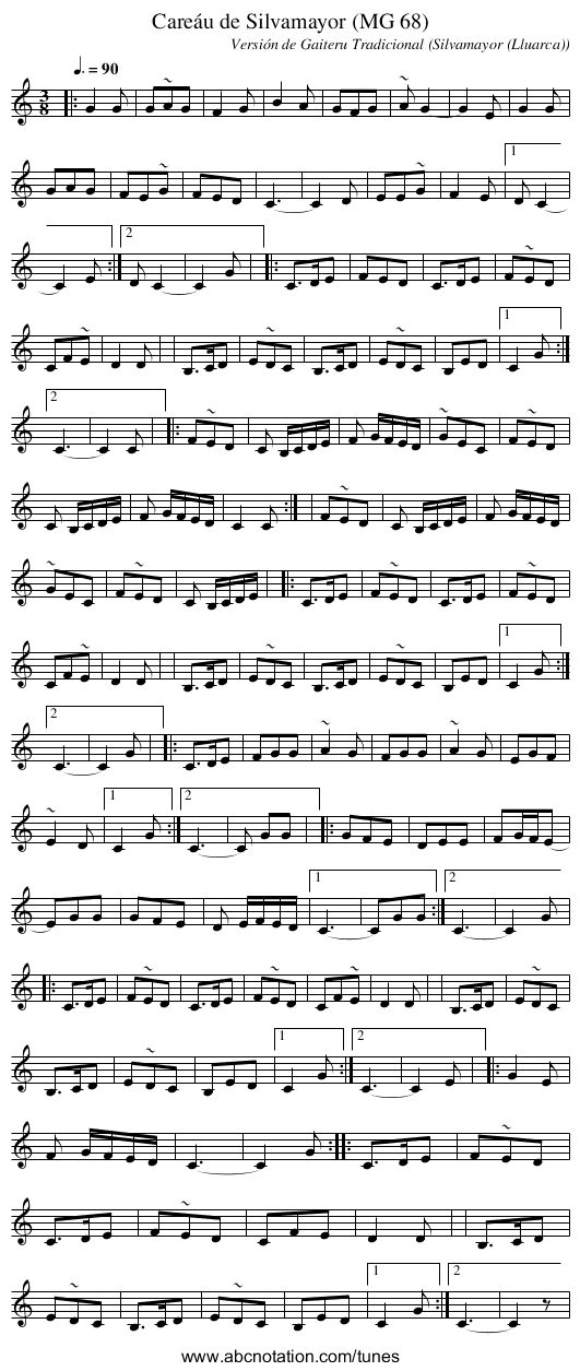 Careáu de Silvamayor (MG 68) - staff notation
