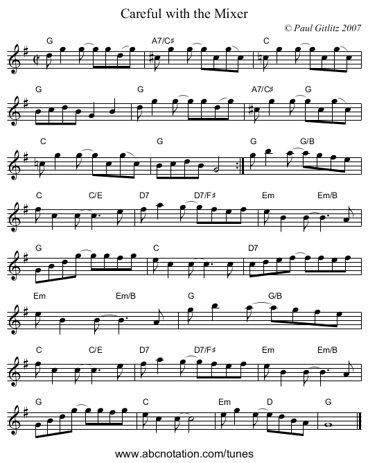 Careful with the Mixer - staff notation