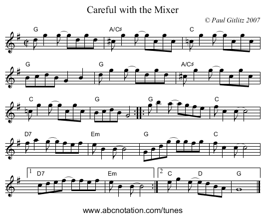 Careful with the Mixer - staff notation