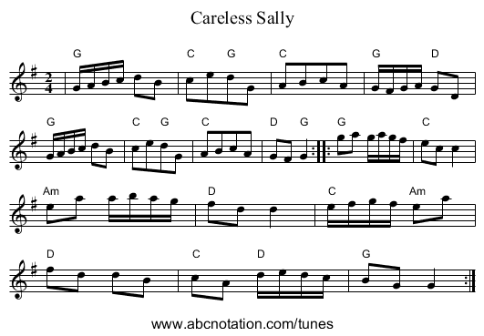 Careless Sally - staff notation