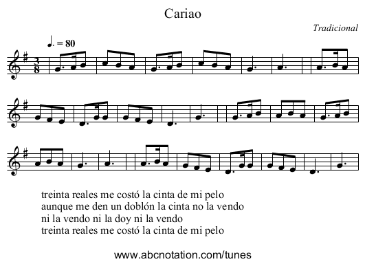 Cariao - staff notation