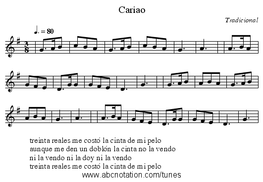 Cariao - staff notation