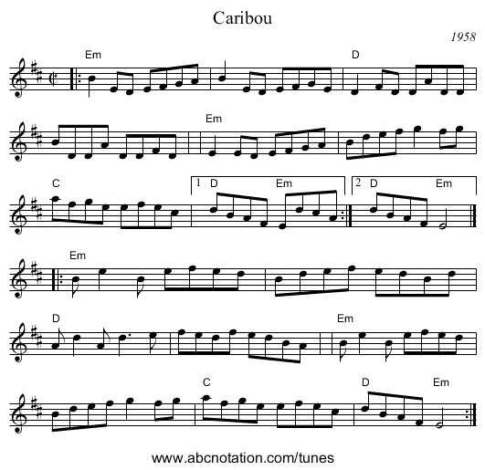 Caribou - staff notation