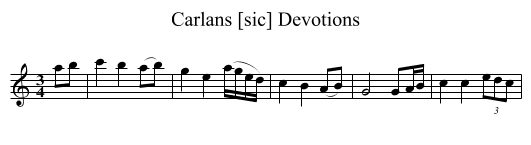Carlans [sic] Devotions - staff notation