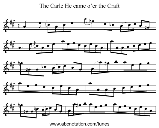 Carle He came o’er the Craft, The - staff notation