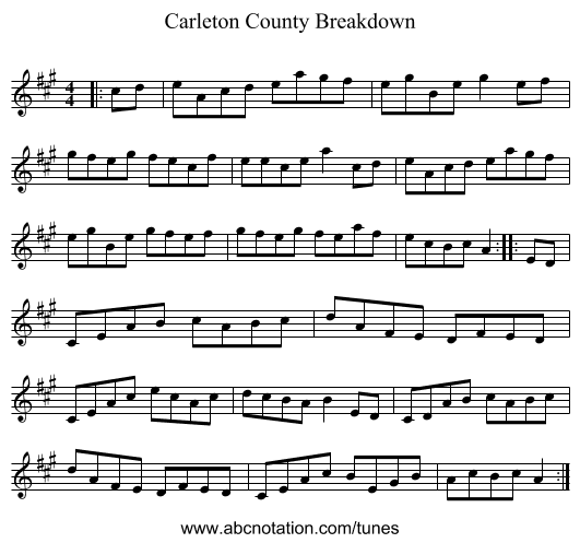 Carleton County Breakdown - staff notation