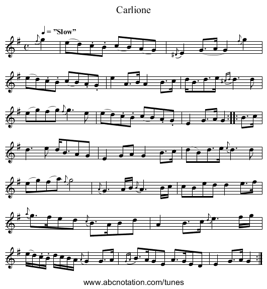 Carlione - staff notation