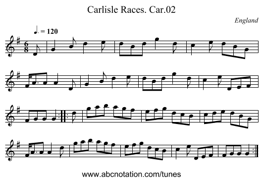 Carlisle Races. Car.02 - staff notation