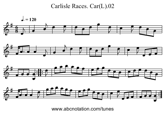 Carlisle Races. Car(L).02 - staff notation