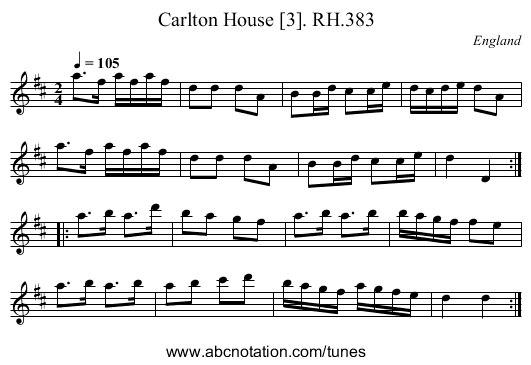 Carlton House [3]. RH.383 - staff notation