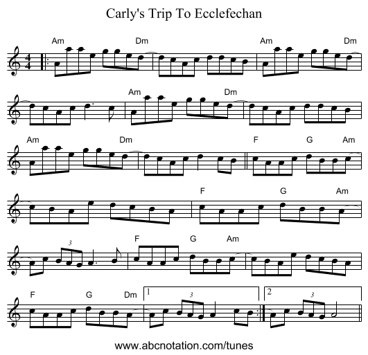 Carly's Trip To Ecclefechan - staff notation