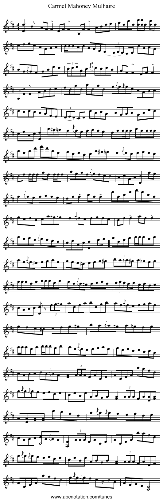 Carmel Mahoney Mulhaire - staff notation