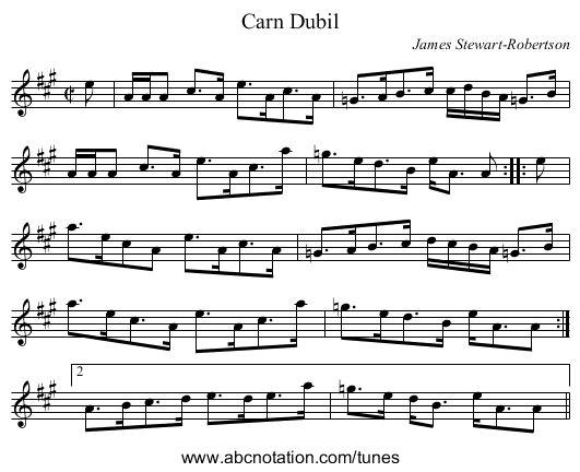 Carn Dubil - staff notation