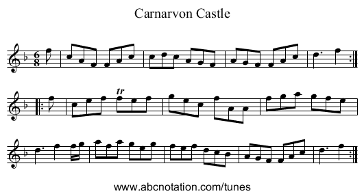 Carnarvon Castle - staff notation