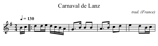Carnaval de Lanz - staff notation