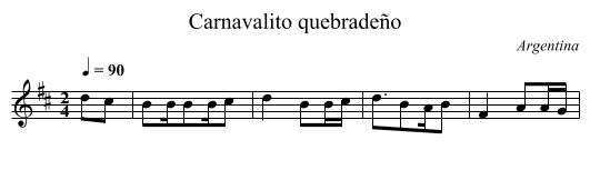 Carnavalito quebrade&ntilde;o - staff notation