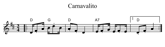 Carnavalito - staff notation