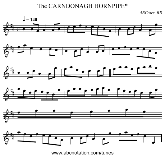 CARNDONAGH HORNPIPE*, The - staff notation