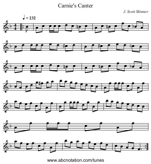 Carnie's Canter - staff notation