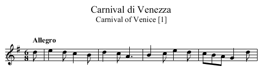 Carnival di Venezza - staff notation